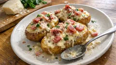 Zapečené brambory se slaninou a parmazánem: krémová večeře po vzoru carbonary