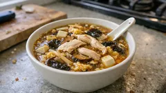 Domácí ostrokyselá polévka: voňavý recept s tofu, houbami a vaječnými stuhami