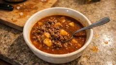 Rychlá gulášová polévka z mletého masa: sytá a hotová bez dlouhého vaření