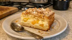 Kynutý koláč s tvarohem, ovocem a drobenkou – vláčný na plech pro celou rodinu