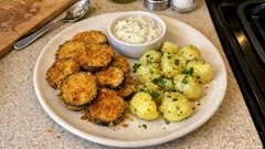 Křupavá smažená cuketa s bramborami a domácí tatarkou: osvědčená domácí klasika