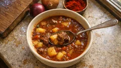 Gulášová polévka z hovězího krku: poctivá, hustá a krásně zahřeje