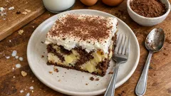 Pudinková buchta na plech s kakaovými vlnami a zakysanou smetanou – krásně vláčná