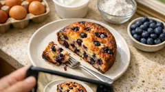 Borůvkový koláč bez mouky z jogurtu: vláčný, lehký a skoro bez práce