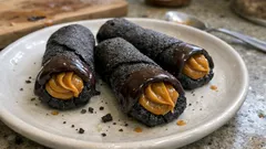 Černé vánoční trubičky s karamelovým krémem: křehké a krásně drží tvar