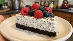 Nepečený kokosový dortík s chia a lesním ovocem: krémový, a přitom jednoduchý