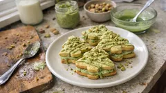 Pistáciové stromečky na Vánoce: křehké cukroví s pudinkem a polevou