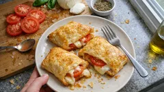 Křupavé kapsičky z listového těsta s rajčaty a mozzarellou – rychlé pohoštění